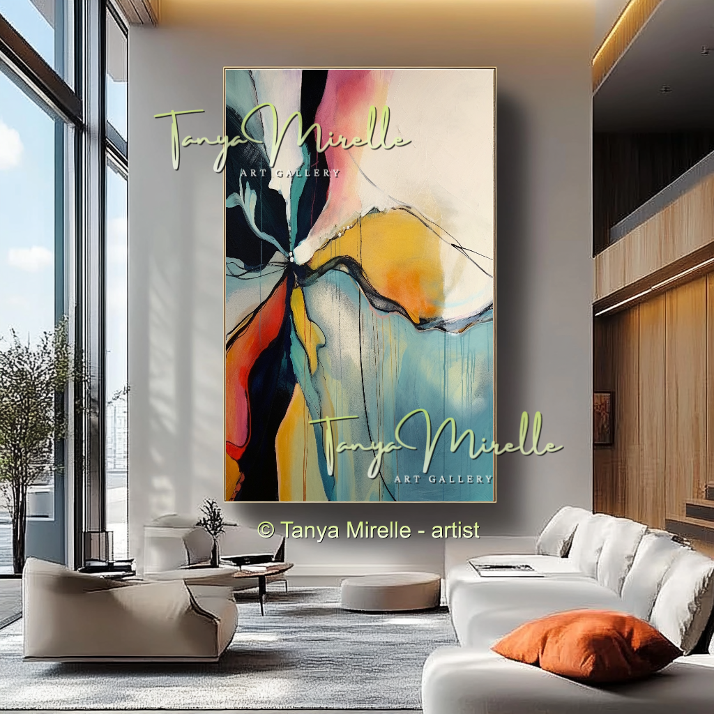 Bold Abstract Floral Oil Painting for Living Room #218