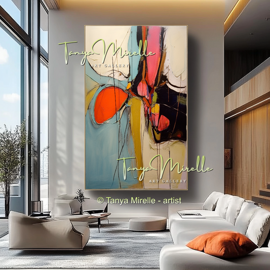 Bold Abstract Oil Painting with Palette Knife Texture #219