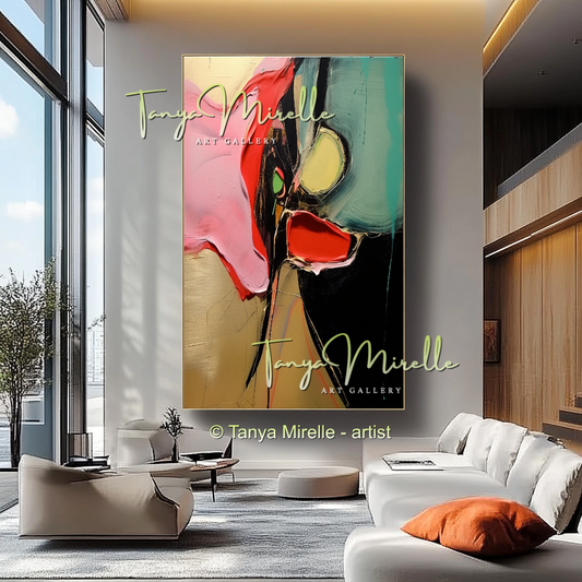 Bold Abstract Oil Painting with Palette Knife Texture #220