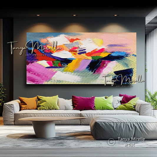 Large Abstract Impasto Painting - Colorful Modern Wall Art on Canvas #70
