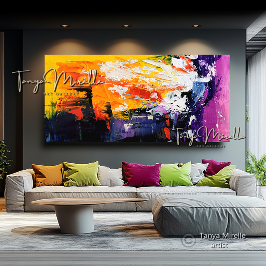 Contemporary Textured Wall Art - Colorful Abstract Oil Painting on Canvas #53