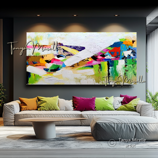 Large Abstract Impasto Painting - Colorful Modern Wall Art on Canvas #69