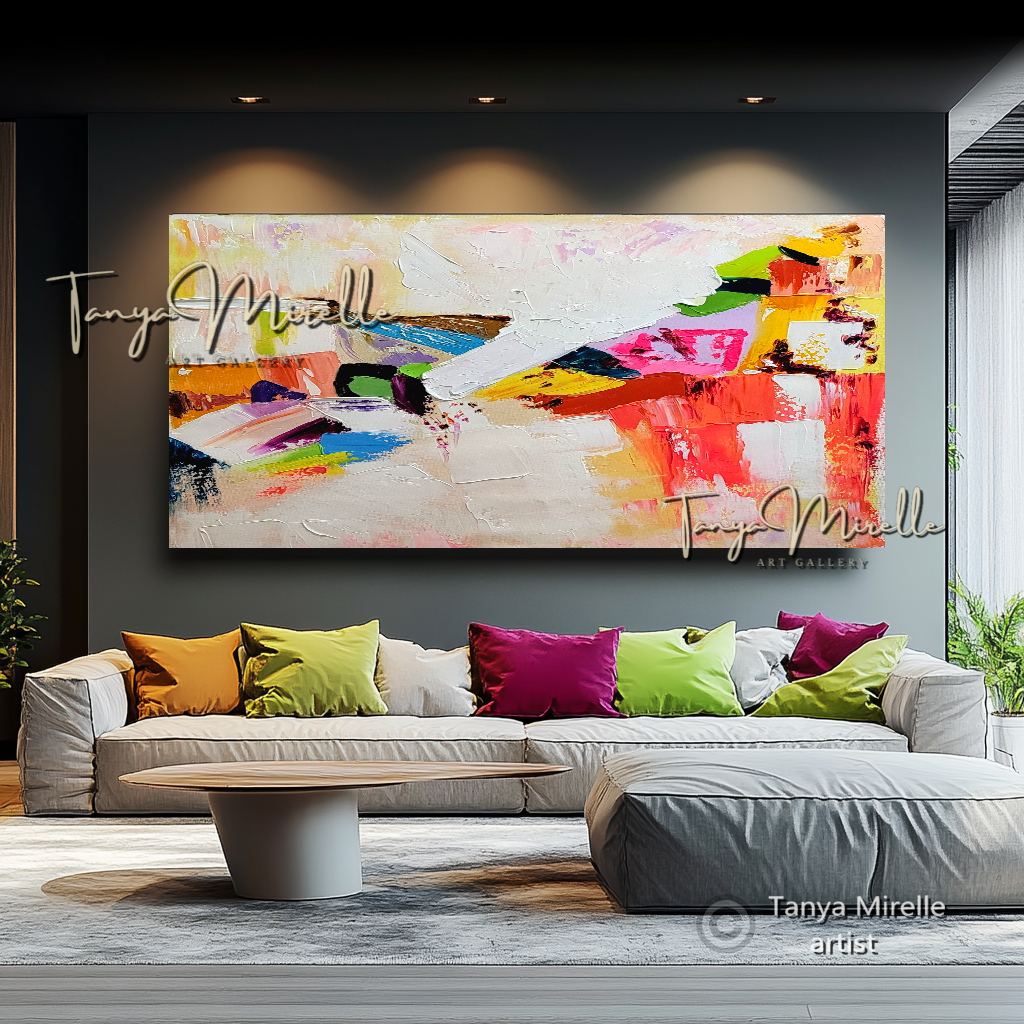 Contemporary Textured Wall Art - Colorful Abstract Oil Painting on Canvas #50