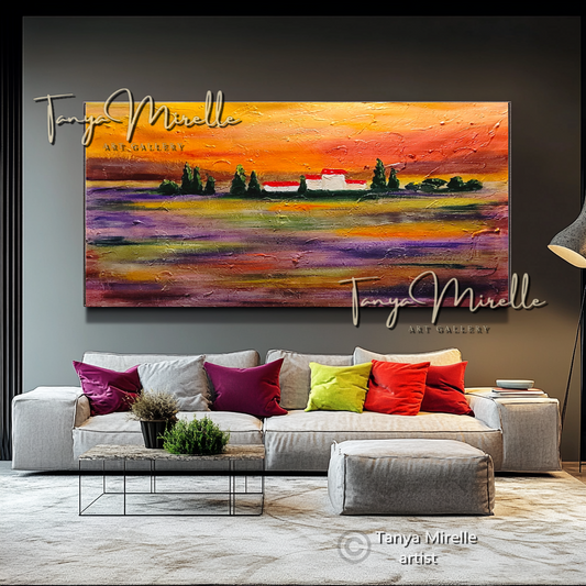 Golden Tuscany – Vibrant Mediterranean Landscape Oil Painting on Canvas #44