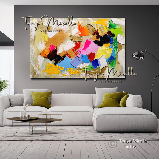 Modern Abstract Wall Art - Colorful Impasto Oil Painting on Canvas #24