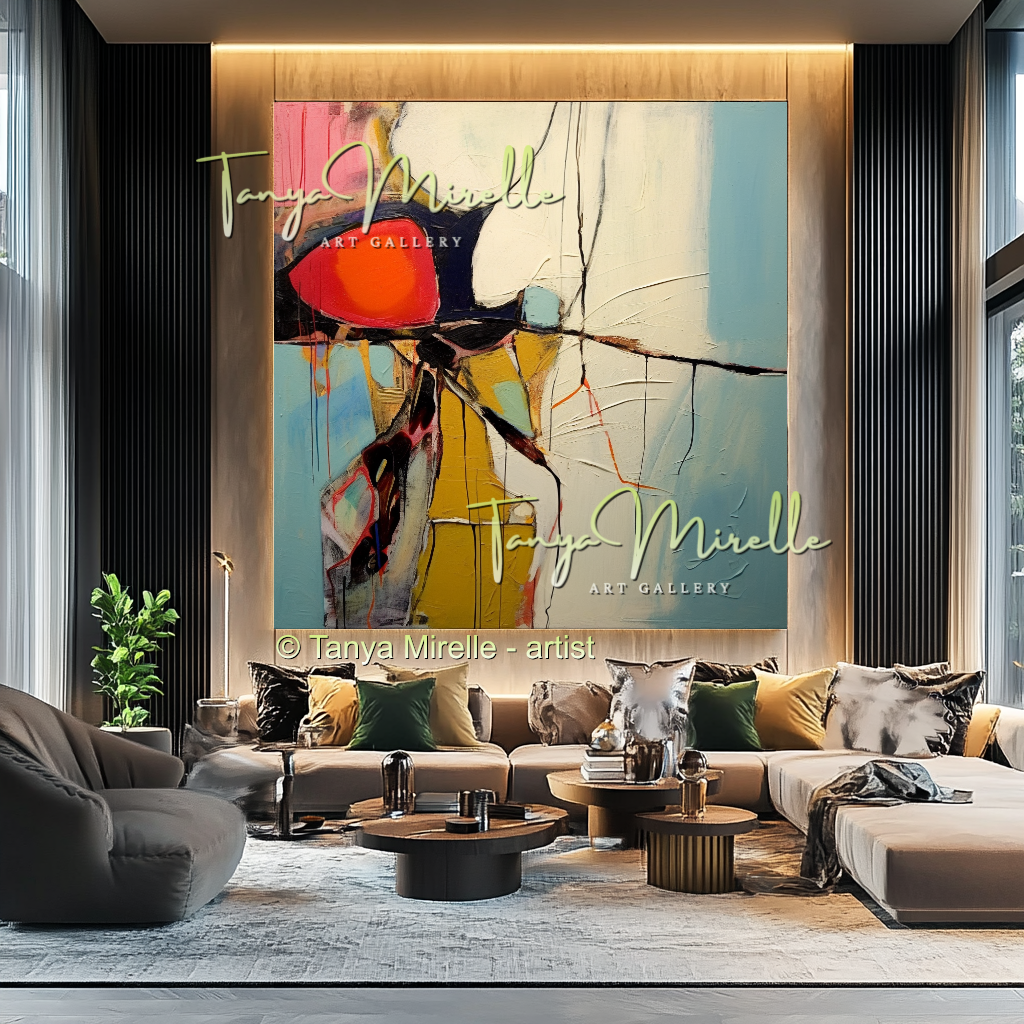 Bold Abstract Oil Painting with Palette Knife Texture #219