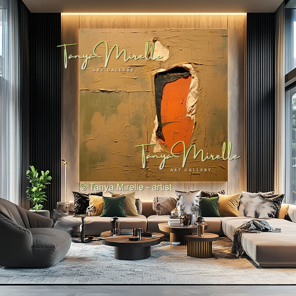 Terracotta Colors Canvas Art, Minimalist Abstract Oil Painting #238