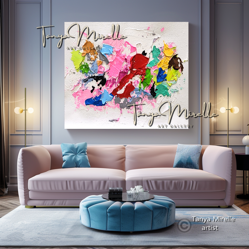 Vibrant Pink Abstract Impasto Painting - Colorful Modern Wall Art #137