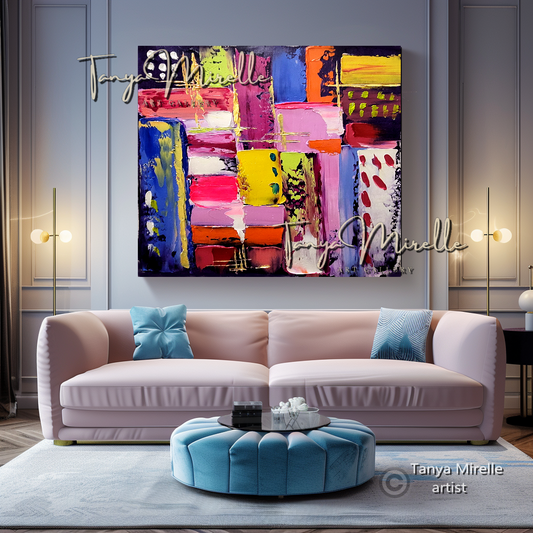 Geometric Abstract Impasto Painting - Vibrant Textured Modern Wall Art #123