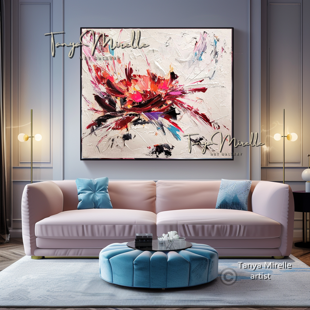 Abstract Floral Painting - Colorful Modern Wall Art Canvas #106