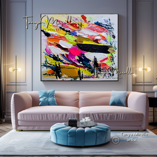Vivid Abstract Impasto Painting - Textured Contemporary Wall Art Canvas #98