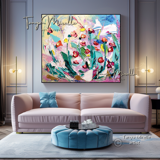 Abstract Floral Painting - Colorful Modern Wall Art Canvas #108