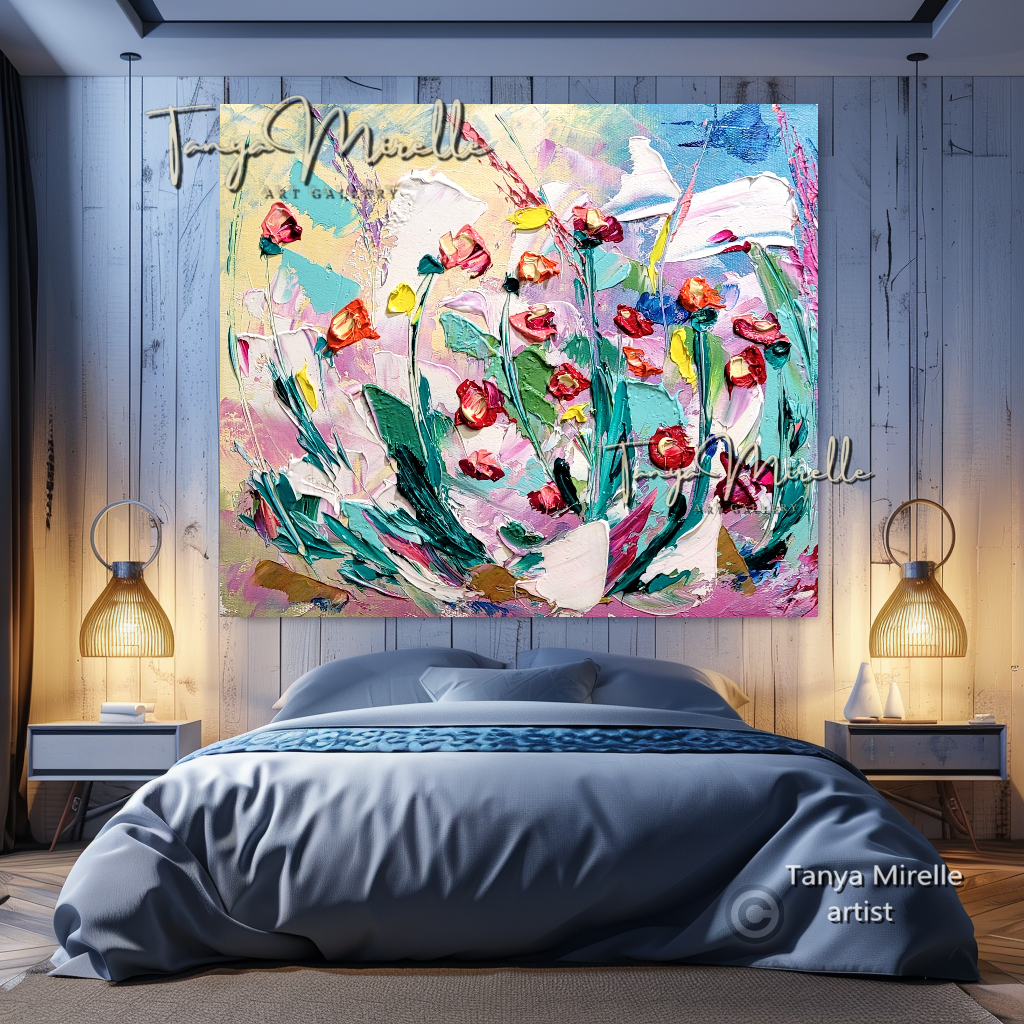 Abstract Floral Painting - Colorful Modern Wall Art Canvas #108