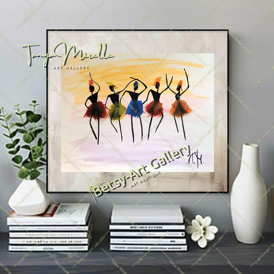 African Dance Watercolor Painting - Colorful Tribal Dancer Art No Frame abstract dance print abstract expressionism African dance art African decor art for girls birthday gift colorful painting cultural art dance wall art dancer illustration dancer wall art ethnic home decor gift for mom modern wall art paper painting small painting tribal artwork watercolor art watercolor painting