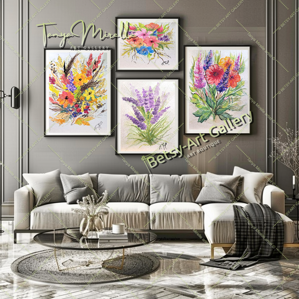 Watercolor Lavender Painting, Botanical Wall Art No Frame abstract expressionism art print birthday gift blooming garden art botanical print colorful painting floral art floral painting garden painting gift for mom lavender painting mediterranean art modern art modern wall art nature painting paper painting small painting wall art home decor watercolor floral watercolor flowers watercolor landscape watercolor painting wildflowers painting