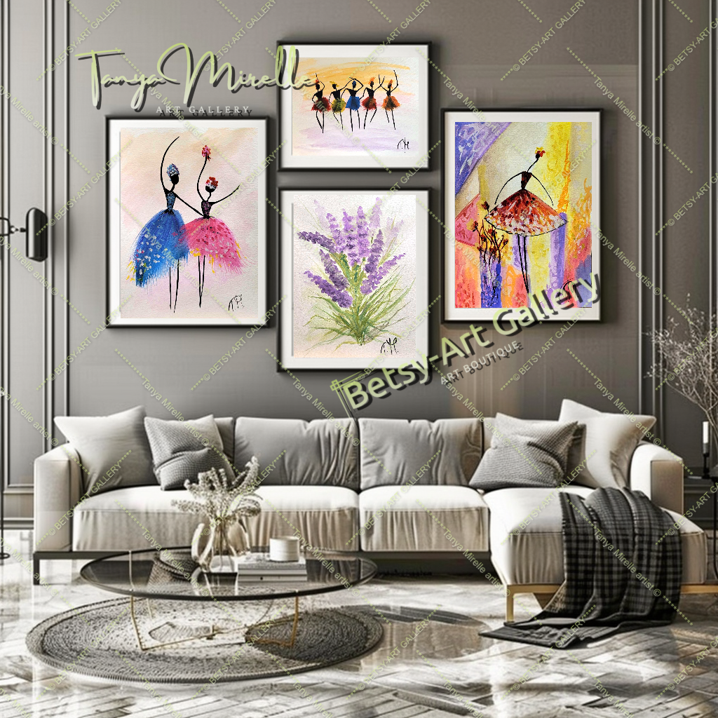 Elegant Watercolor Ballet Painting, Ballerina Dance Art No Frame abstract expressionism art for girls Ballerina Dance ballerina print ballet decor ballet painting birthday gift colorful painting dance wall art dancer illustration elegant art gift for mom modern art modern wall art paper painting small painting wall art home decor watercolor art watercolor painting
