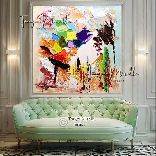 Large Abstract Impasto Painting - Textured Contemporary Wall Art Canvas #93