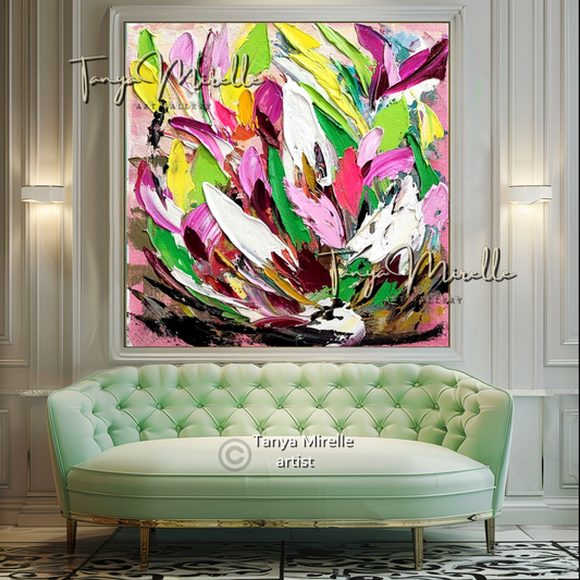 Abstract Floral Painting - Colorful Modern Wall Art Canvas #107
