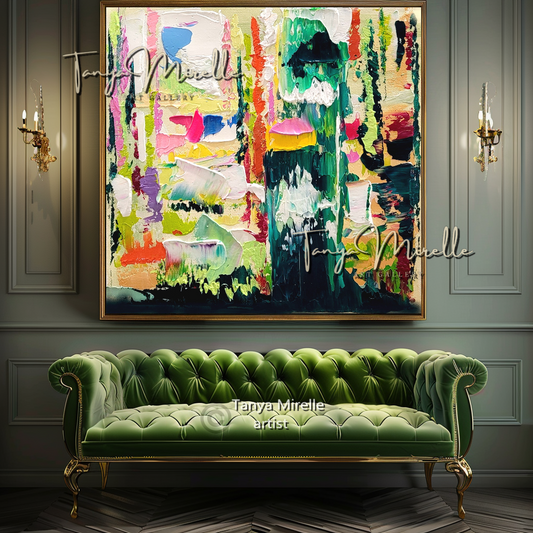 Floral Meadow Abstract Painting - Textured Modern Wall Art Decor #104