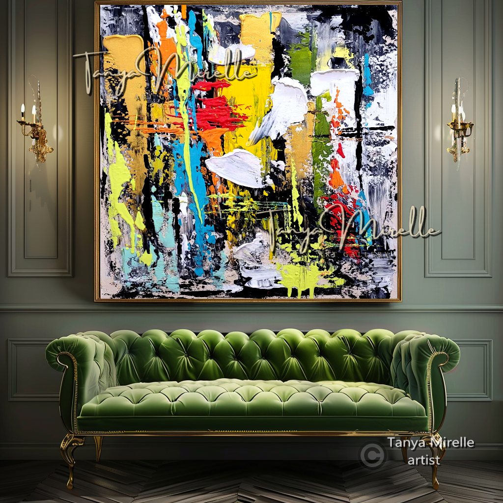Colorful Abstract Painting on Canvas - Modern Textured Wall Art #117