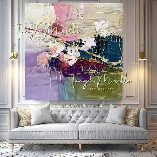 Textured Impasto Flower Wall Art on Canvas #312