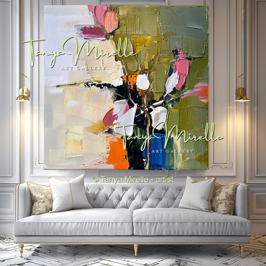 Impasto Floral Artwork for Living Room or Office #318
