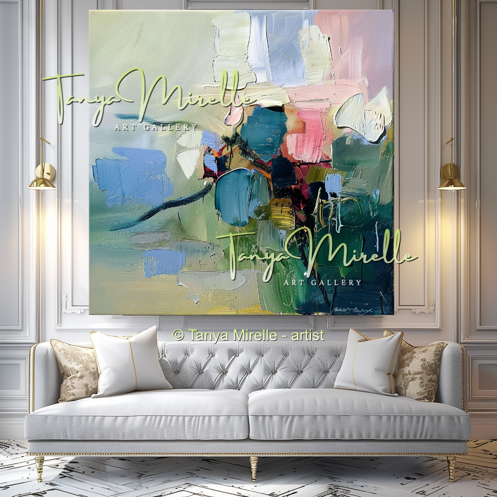 Elegant Floral Oil Painting for Living Room or Office #319
