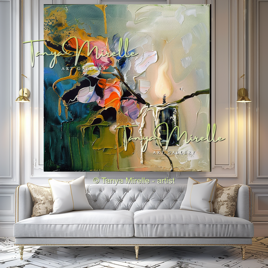 Luxury Floral Oil Painting for Bedroom or Hotel #321