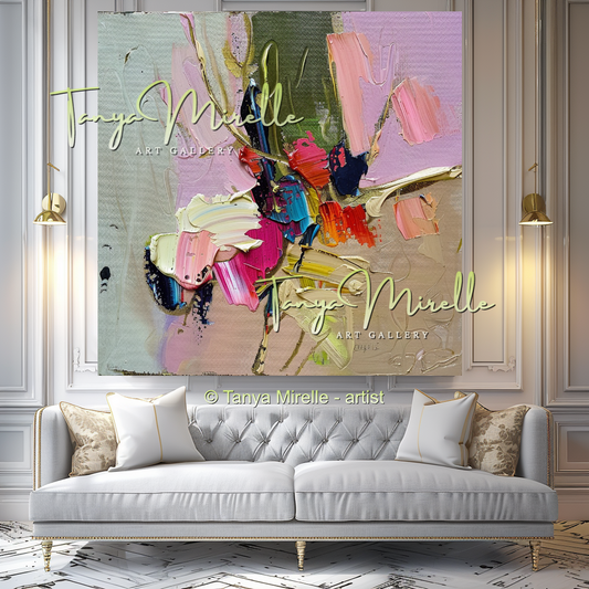 Impasto Floral Oil Painting on Canvas for Living Room #310