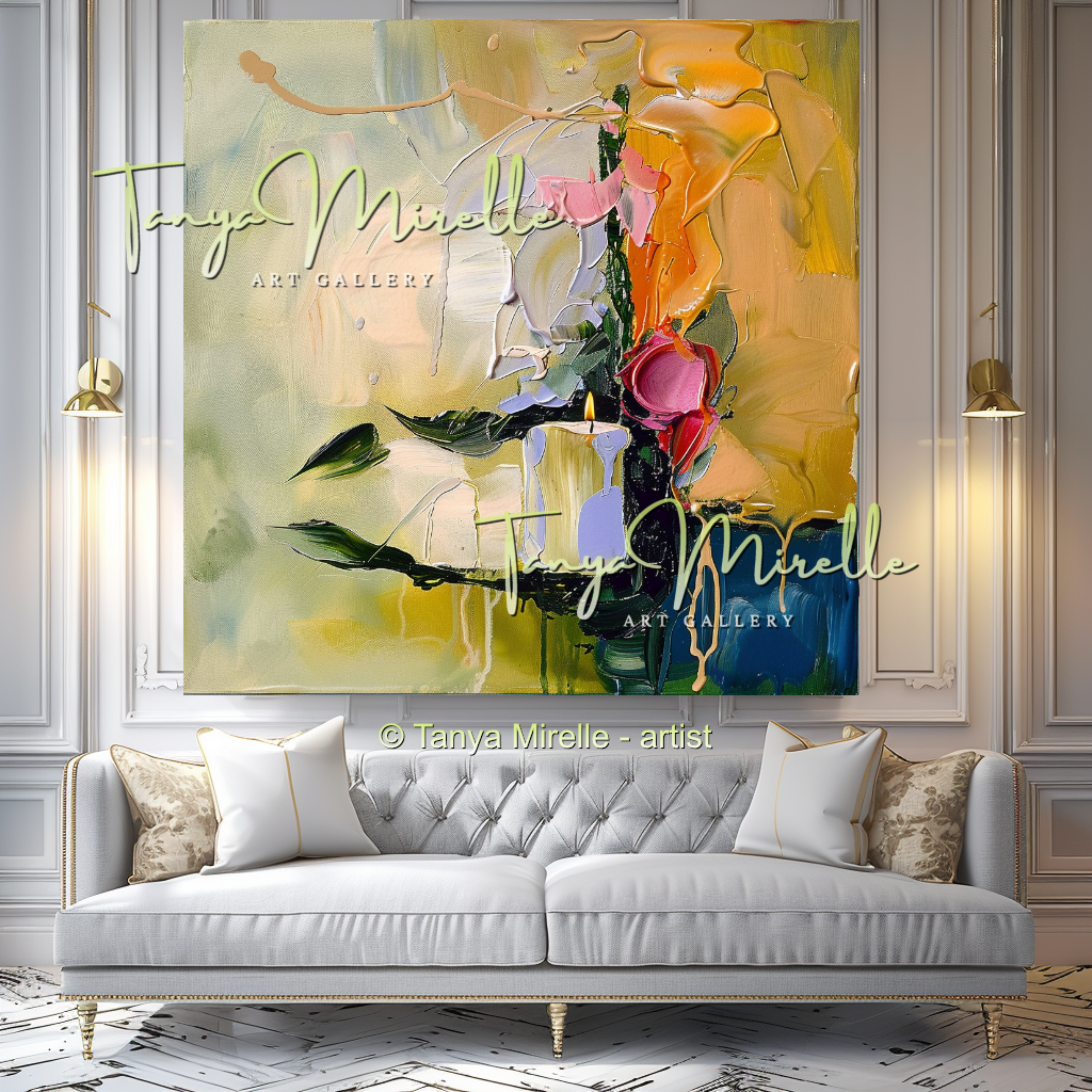 Luxury Floral Oil Painting for Bedroom or Hotel #321