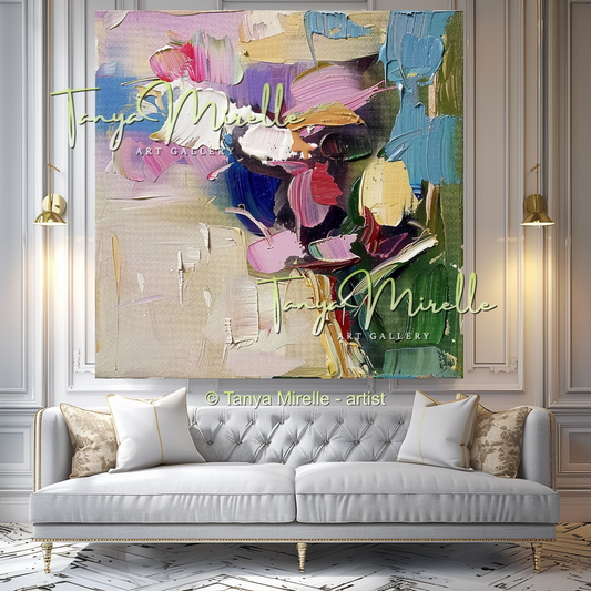 Statement Flower Oil Painting for Bedroom or Hotel #324