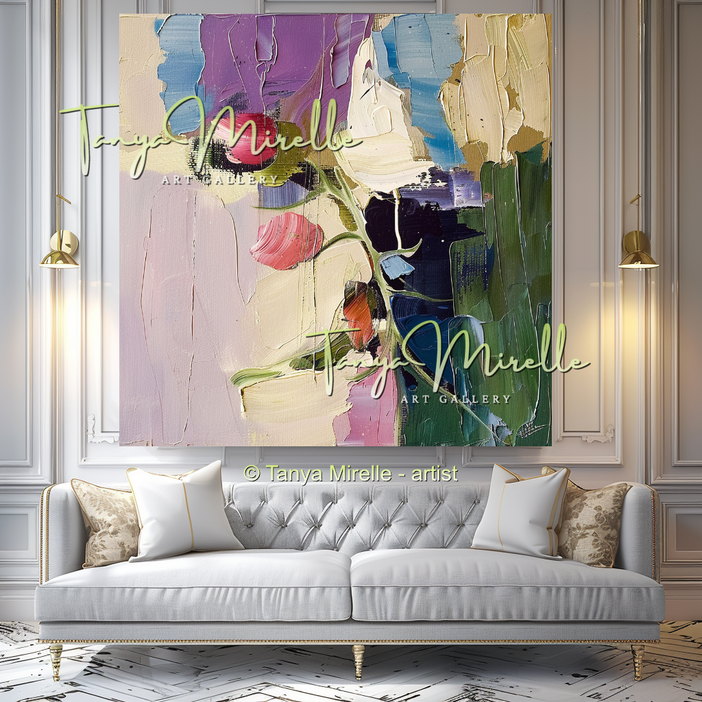 Statement Flower Oil Painting for Bedroom or Hotel #324