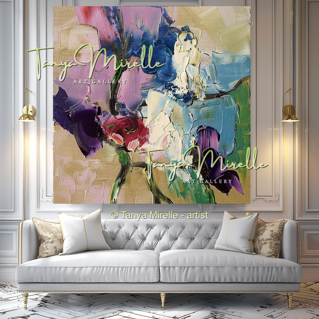 Statement Flower Oil Painting for Bedroom or Hotel #324