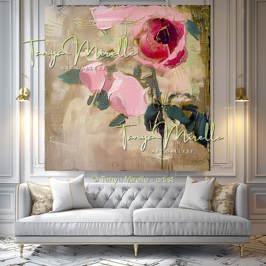 Vibrant Flower Bouquet Oil Painting for Bedroom or Hotel #329