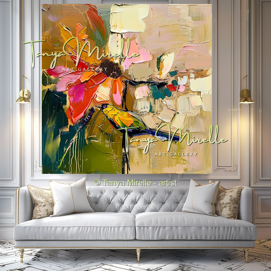 Sunflower Impasto Oil Painting for Living Room or Office #334