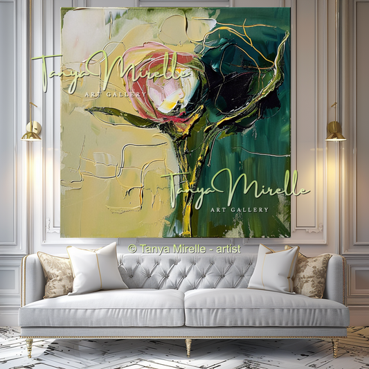 Large Modern Impasto Flower Wall Art #337