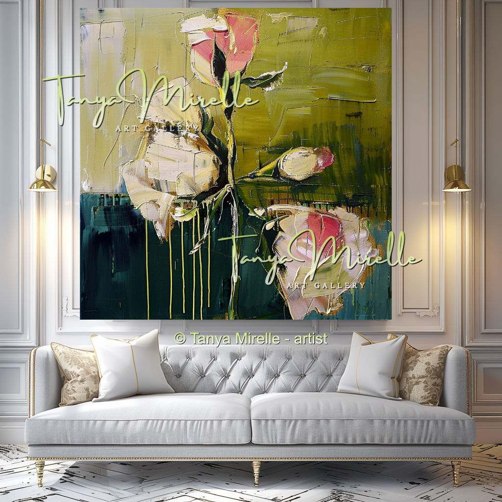 Large Modern Impasto Flower Wall Art #337