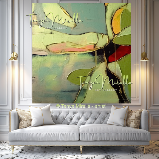 Vivid Green Modern Abstract Impasto Painting #148