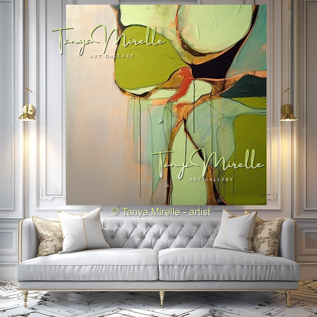 Vivid Green Modern Abstract Impasto Painting #148