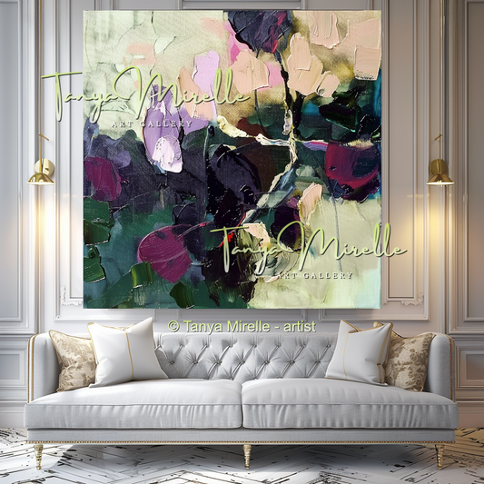 Purple Abstract Oil Painting, Modern Impasto Wall Art #344