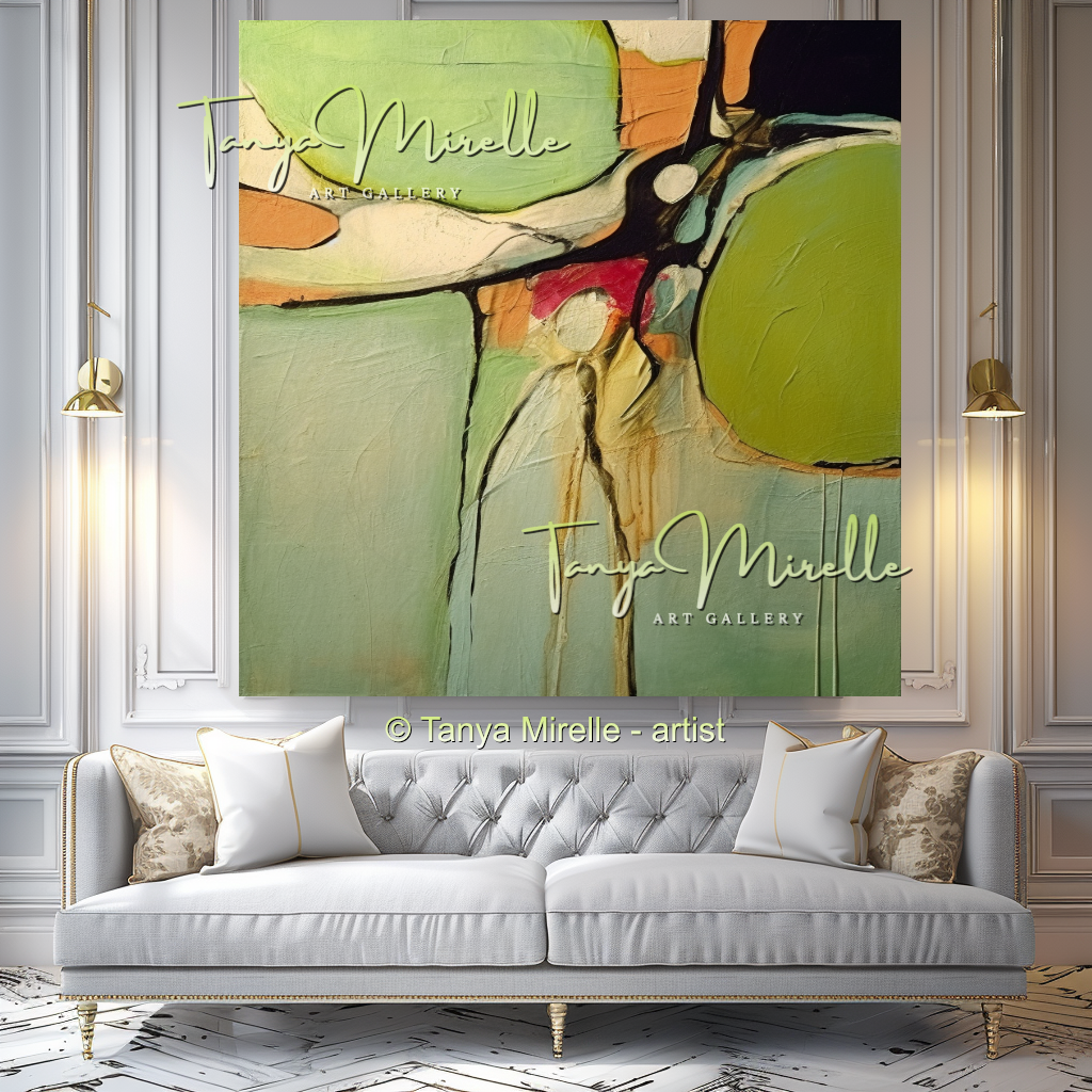 Vivid Green Modern Abstract Impasto Painting #148