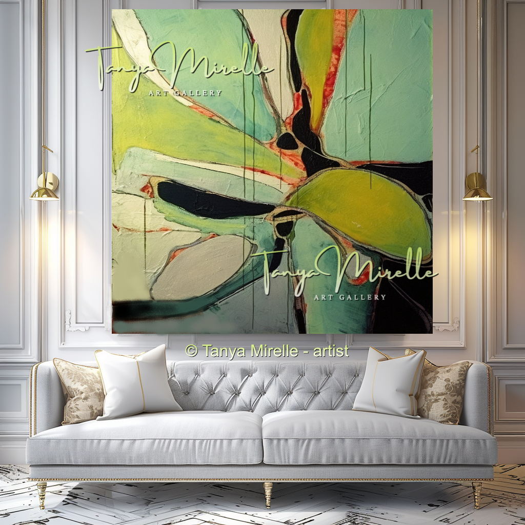 Vivid Green Modern Abstract Impasto Painting #148