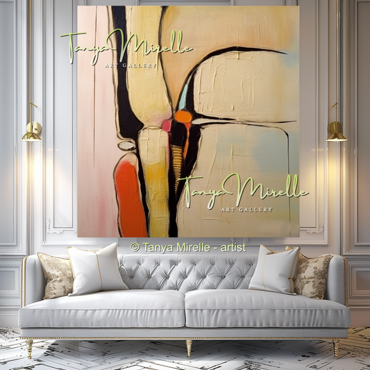 Beige Minimalist Modern Abstract Impasto Painting #146