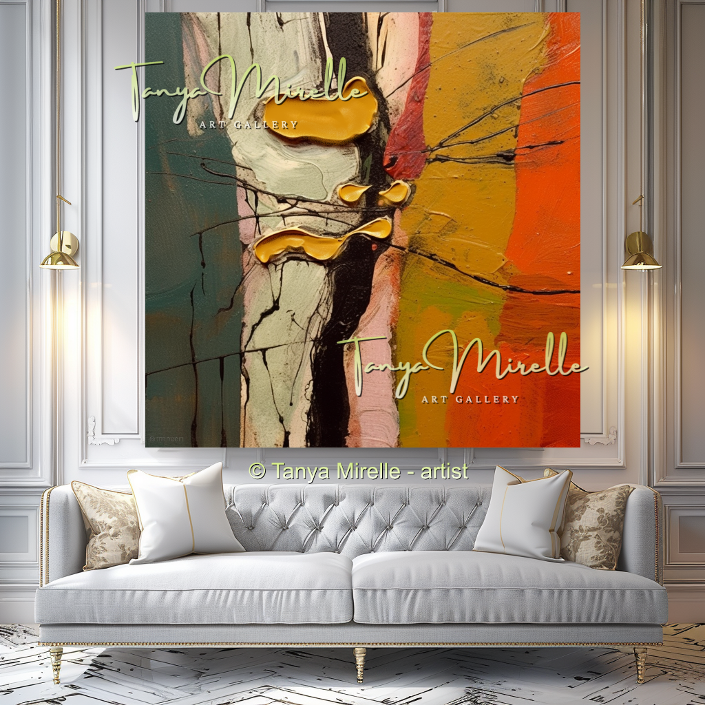 Beige Orange Modern Abstract Impasto Painting #145