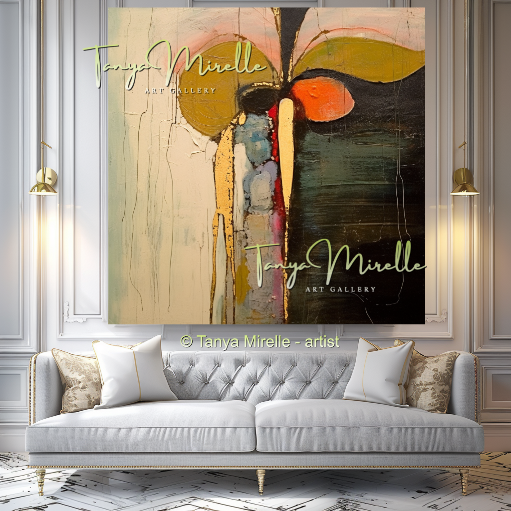 Beige Orange Modern Abstract Impasto Painting #145