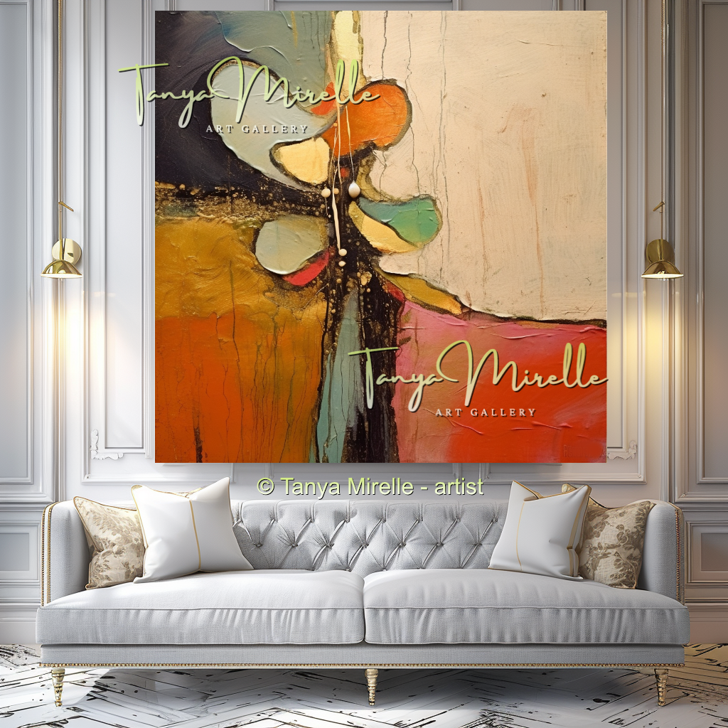 Beige Orange Modern Abstract Impasto Painting #145