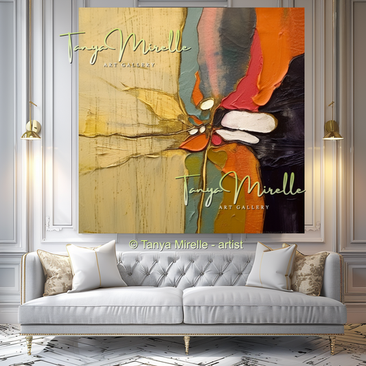 Beige Orange Modern Abstract Impasto Painting #145