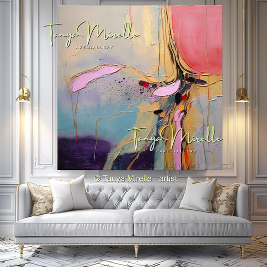 Blue Pink Modern Abstract Impasto Painting #147