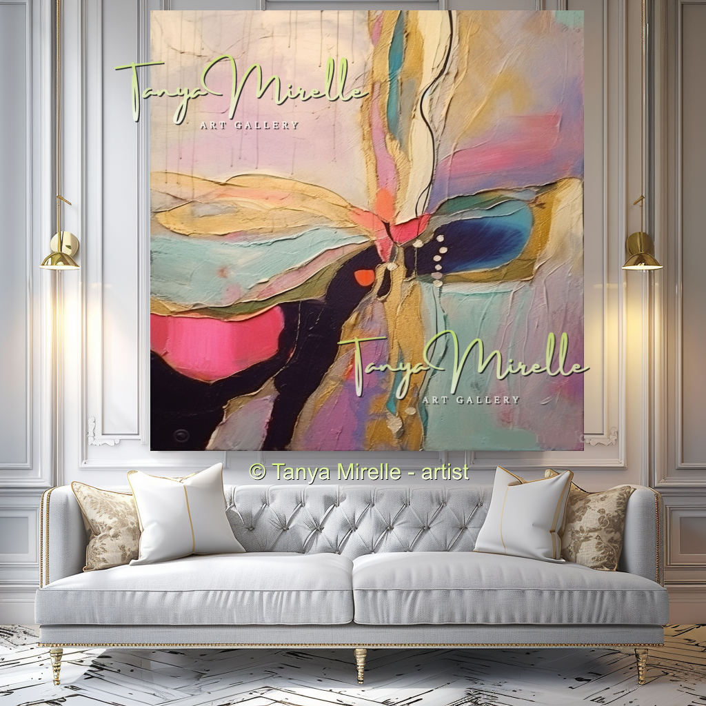 Blue Pink Modern Abstract Impasto Painting #147