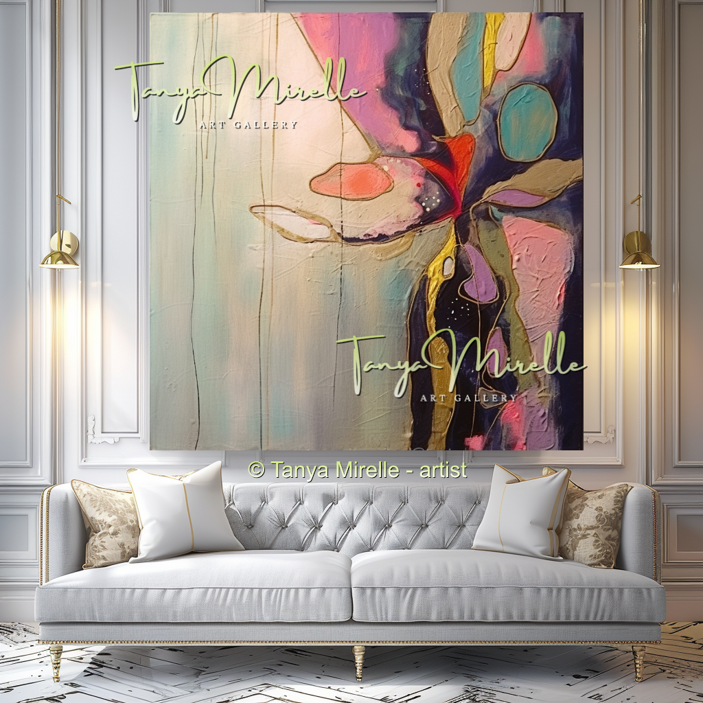 Blue Pink Modern Abstract Impasto Painting #147